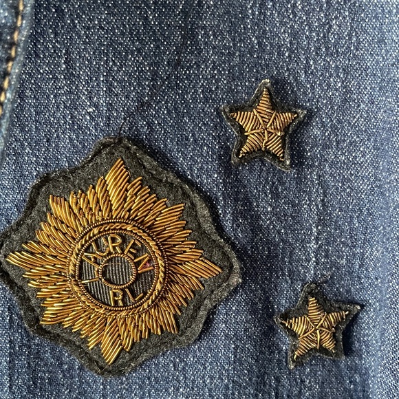 Lauren Ralph Lauren 22W Blue Denim Jacket with Gold Buttons - Picture 3 of 8